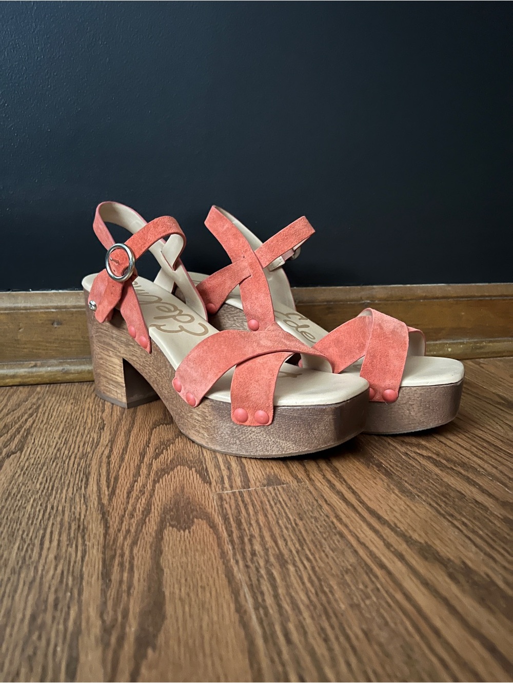 Women’s Chunky Platform Sandals in Tangerine Suede